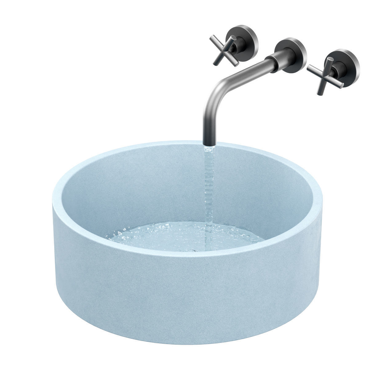 Kale gray round sink 3D model_1