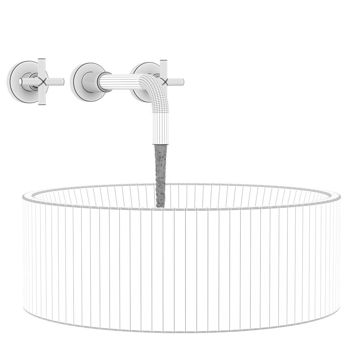 Kale gray round sink 3D model_6