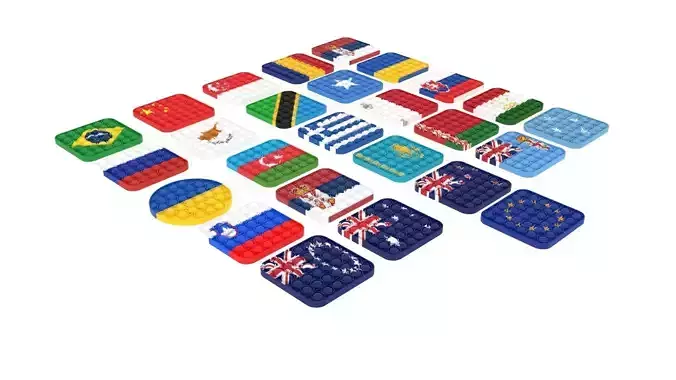 Flags Pop It Fidget Toys Set