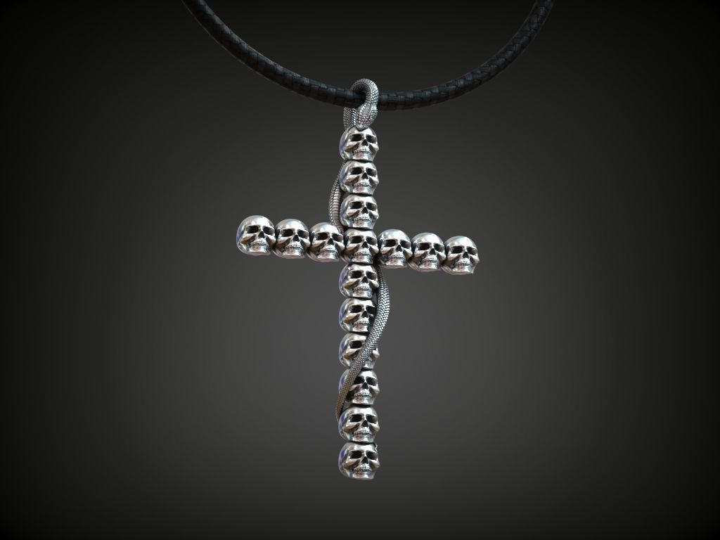 Cross skulls serpent snake biker gothic 3D print model_5