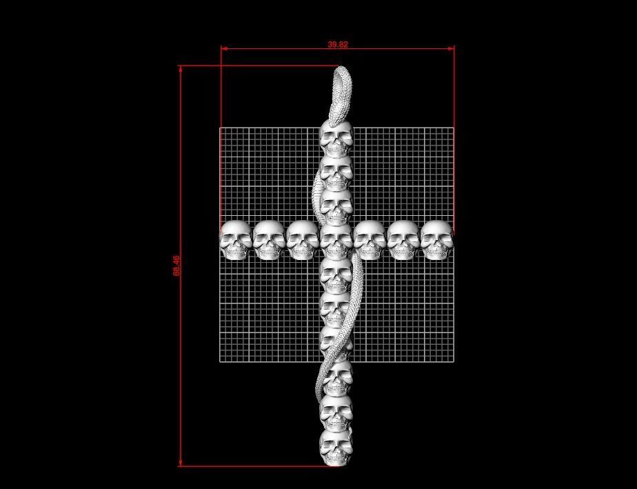 Cross skulls serpent snake biker gothic 3D print model_16