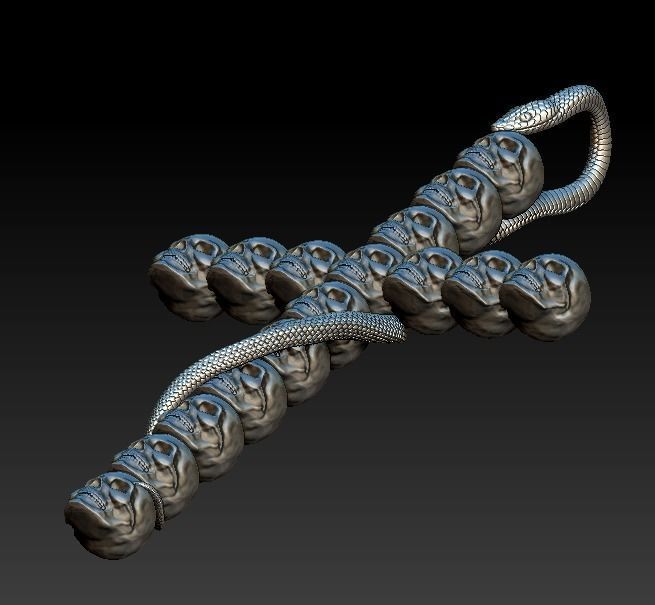 Cross skulls serpent snake biker gothic 3D print model_14