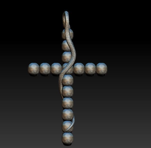 Cross skulls serpent snake biker gothic 3D print model_10