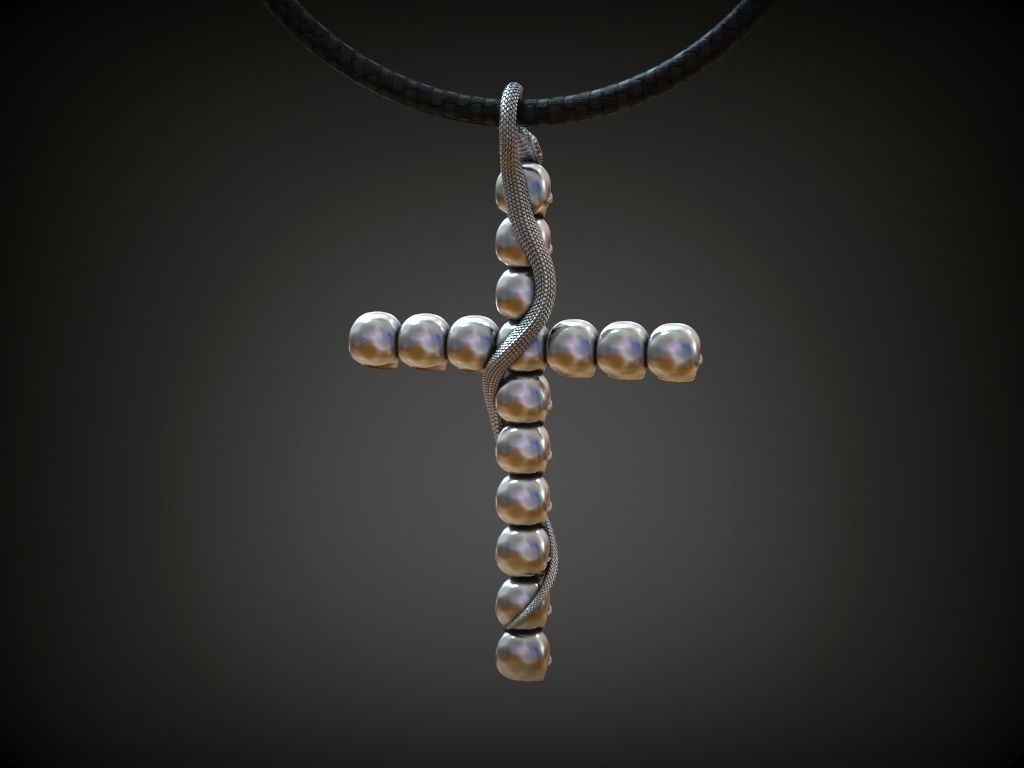 Cross skulls serpent snake biker gothic 3D print model_4