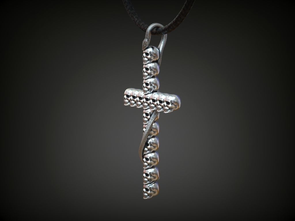 Cross skulls serpent snake biker gothic 3D print model_3