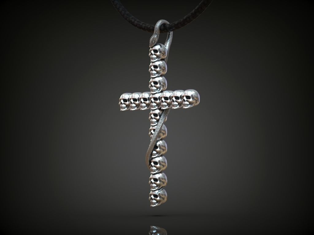 Cross skulls serpent snake biker gothic 3D print model_7