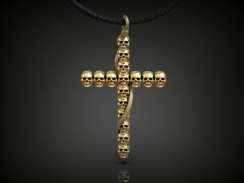 Cross skulls serpent snake biker gothic 3D print model_2