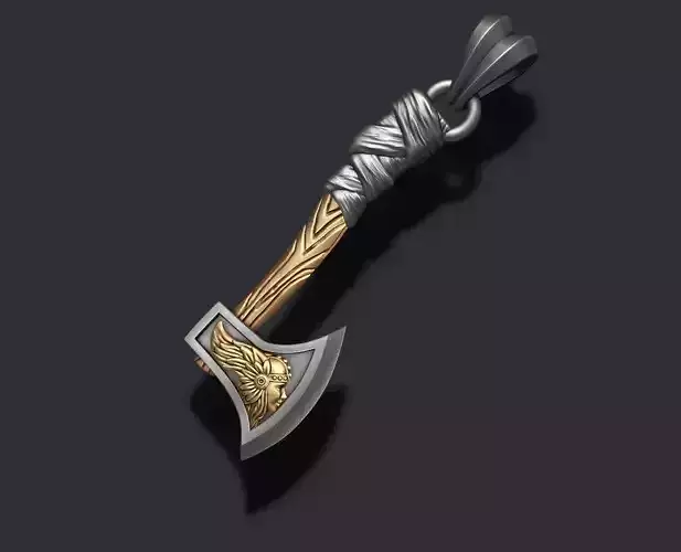 Valkyrie viking axe pendant 3D print model