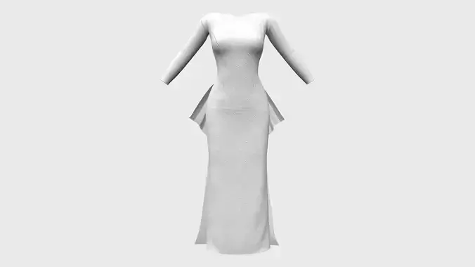 Long Gown Dress with Double Tails