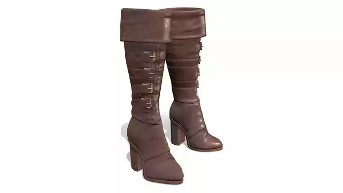 Brown Leather High Heel Elf Boots