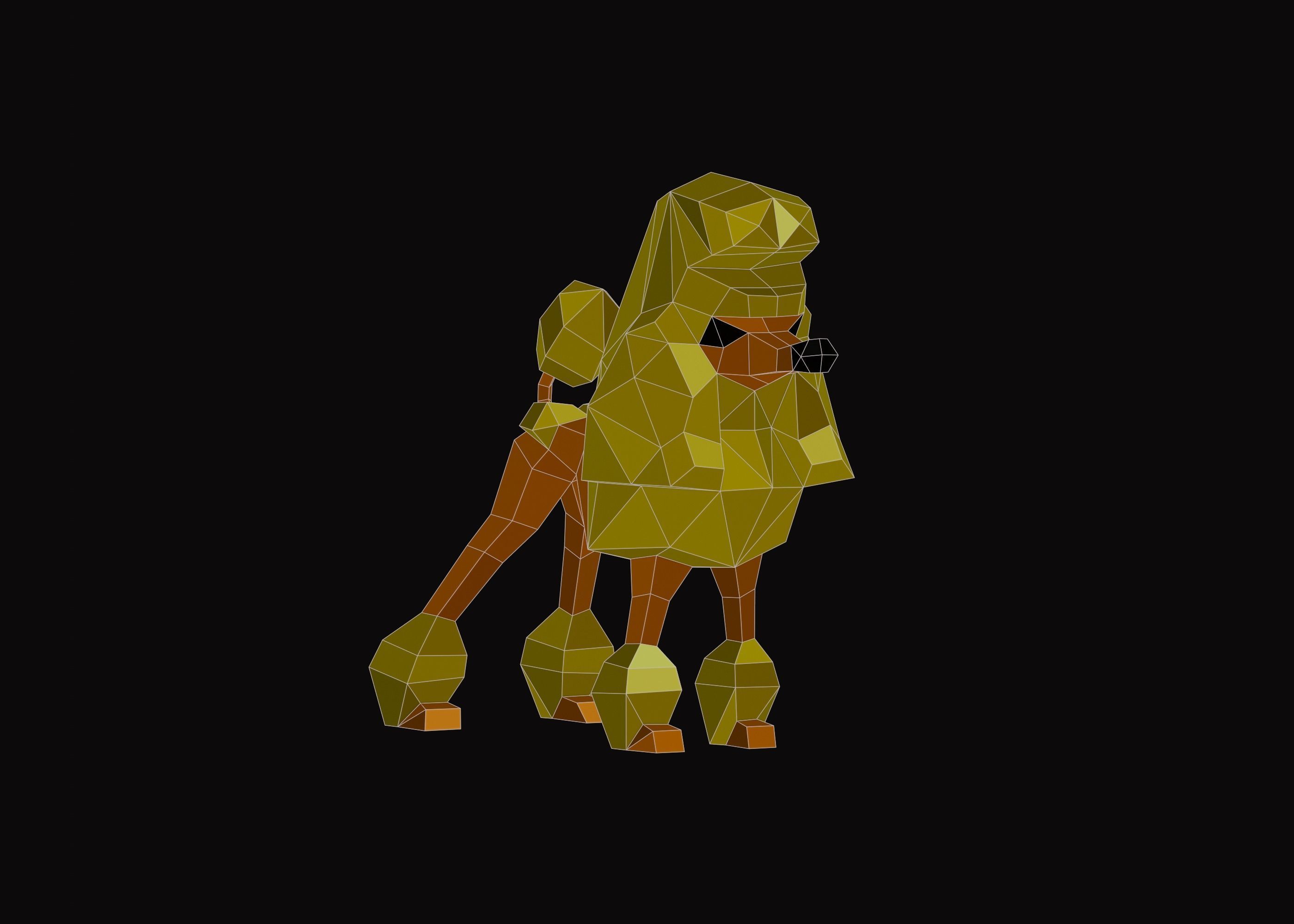 Polygonal Poodle Dog Low-poly 3D model_4