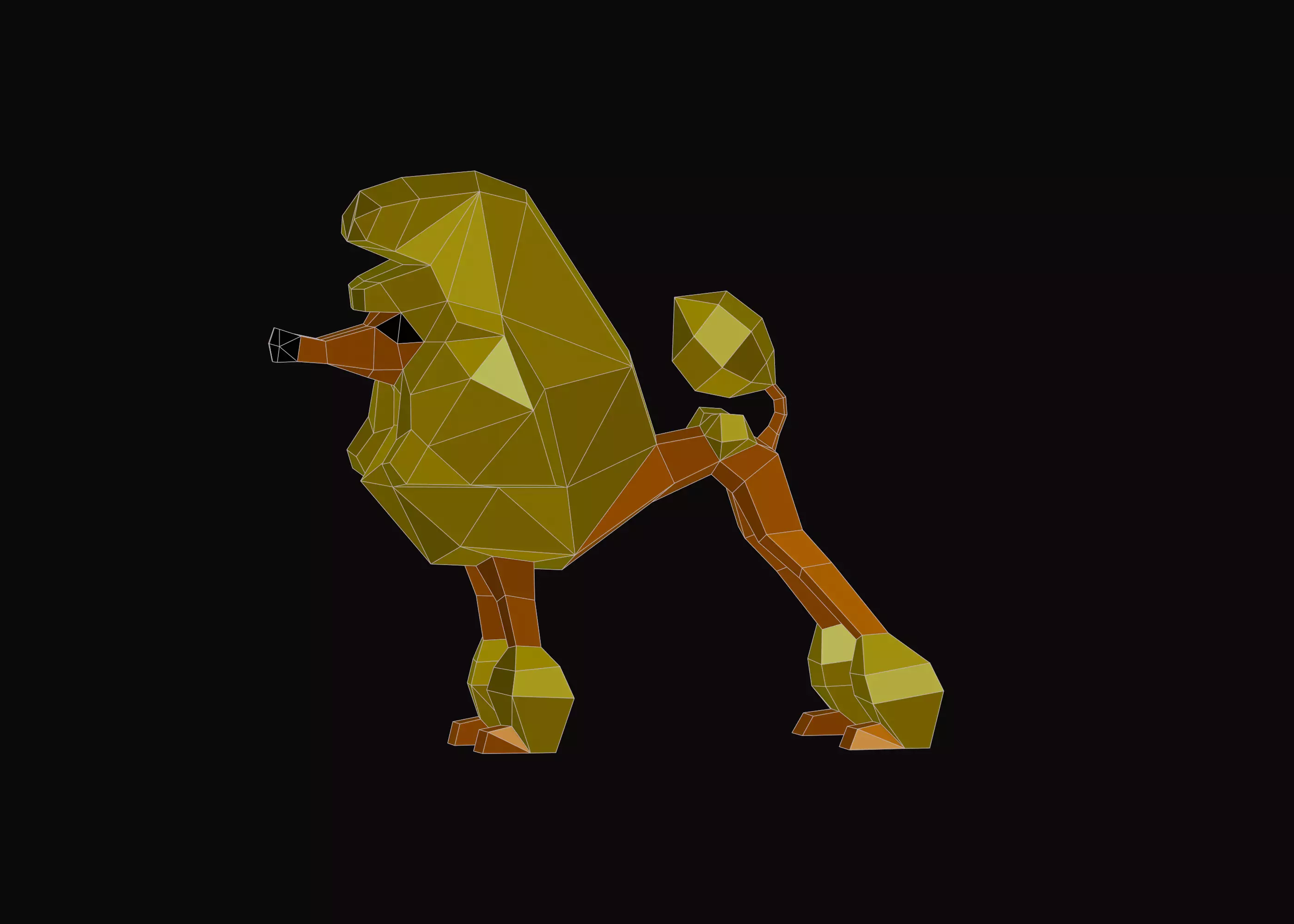 Polygonal Poodle Dog Low-poly 3D model_0