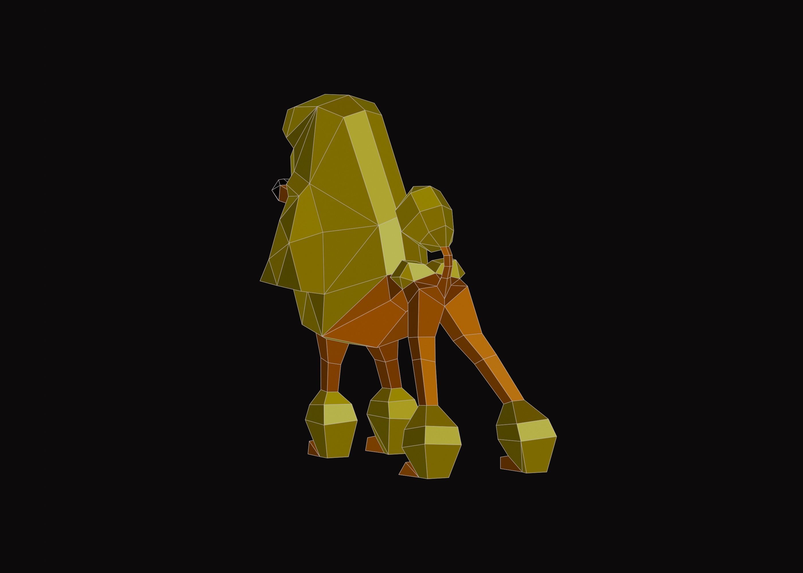 Polygonal Poodle Dog Low-poly 3D model_10