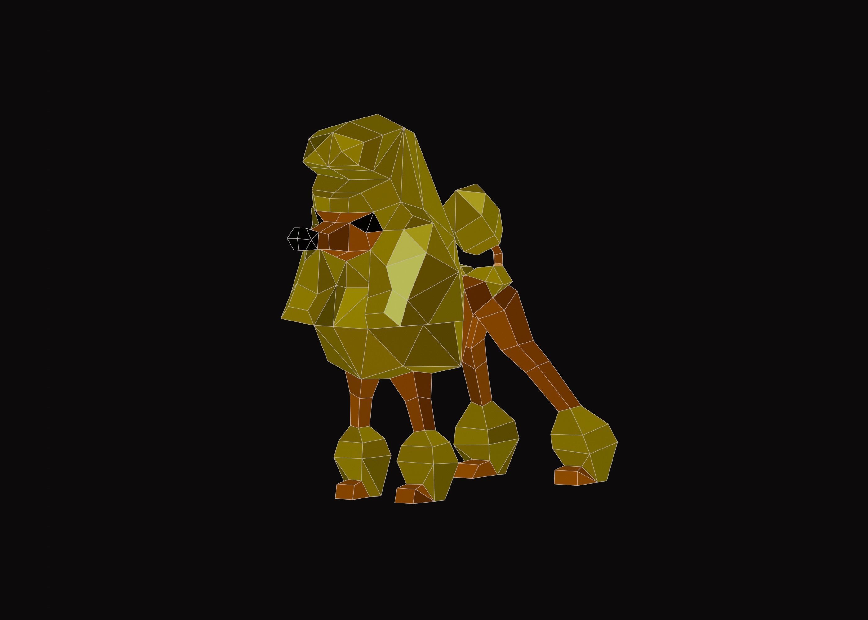 Polygonal Poodle Dog Low-poly 3D model_2