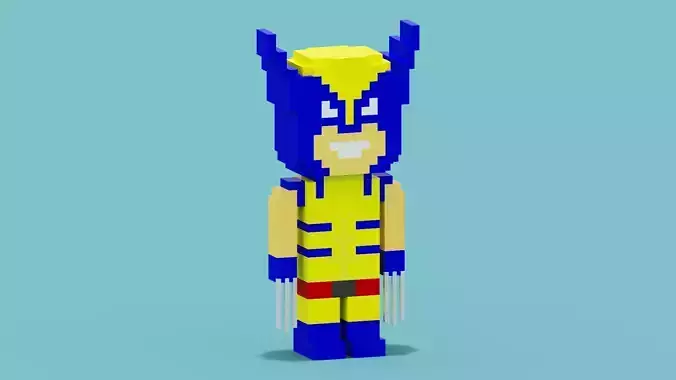 Voxel Wolverine Low-poly 3D model