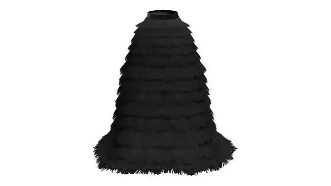 Long Black Feathers Skirt