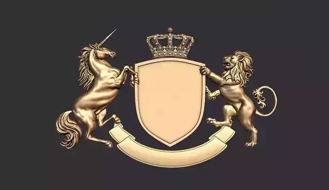 Coat of Arms Heraldic Lion and Unicorn Shield