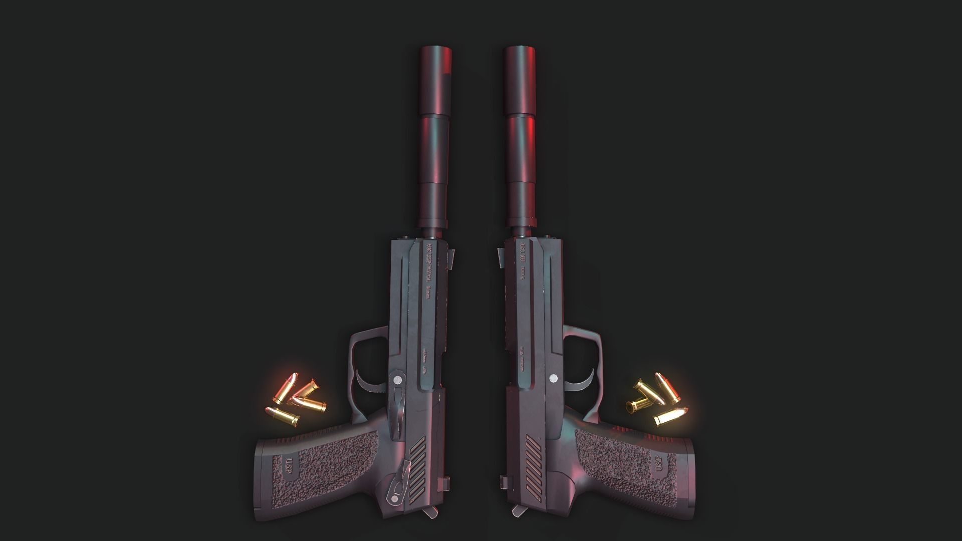 Handgun Fire Low-poly 3D model_8
