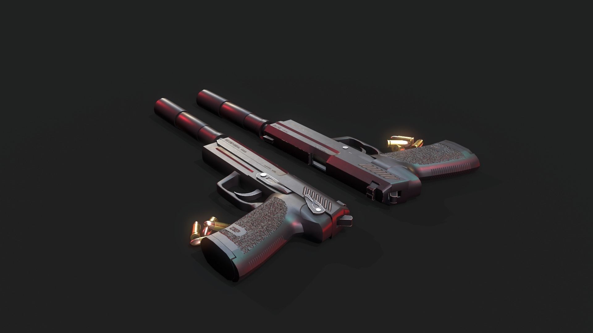 Handgun Fire Low-poly 3D model_2