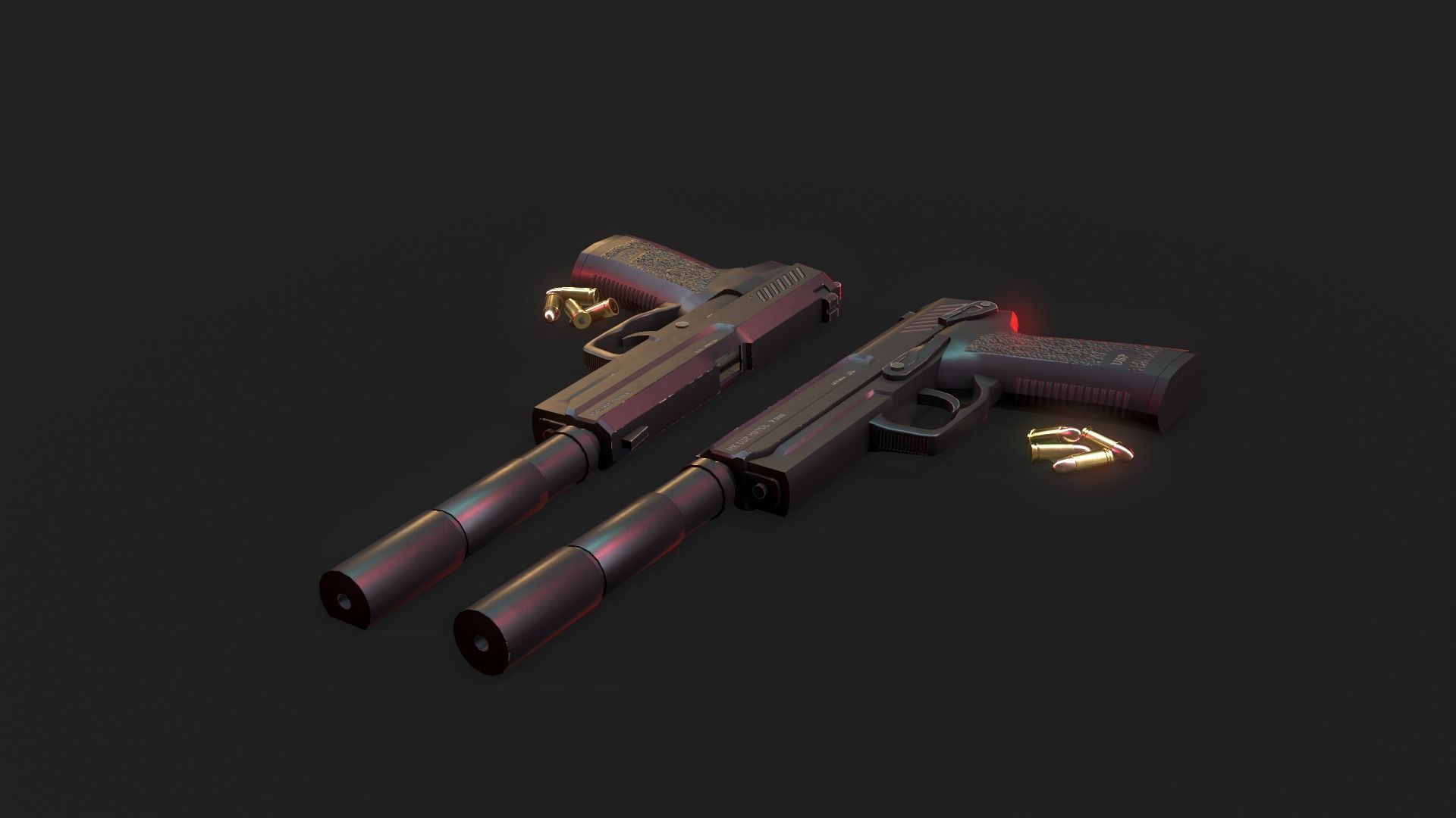 Handgun Fire Low-poly 3D model_11