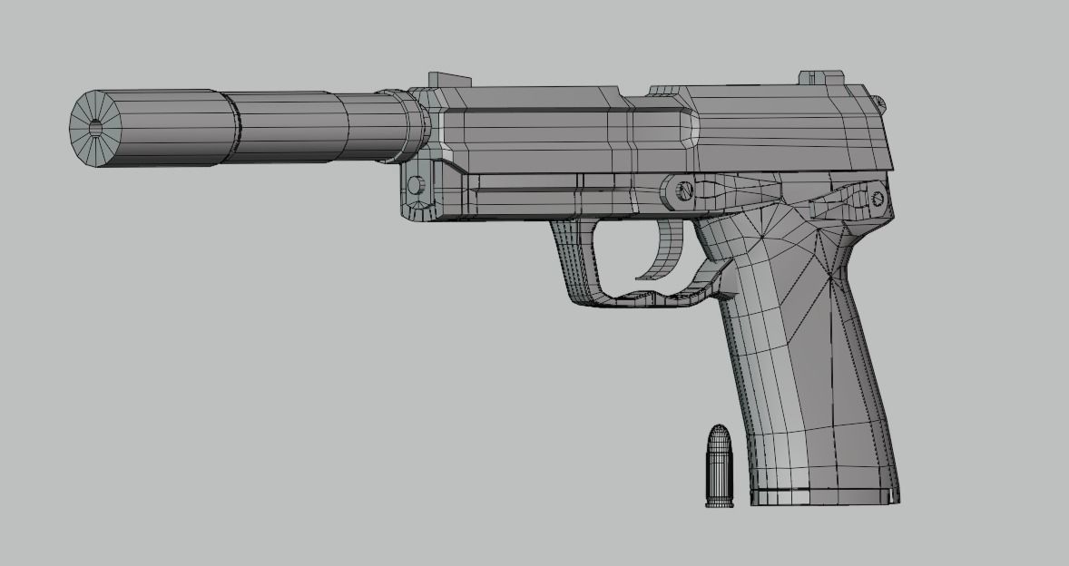 Handgun Fire Low-poly 3D model_4
