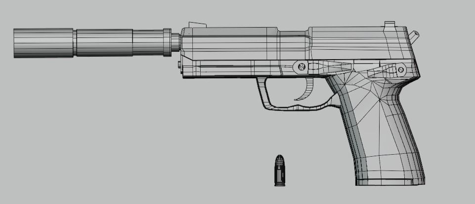Handgun Fire Low-poly 3D model_3