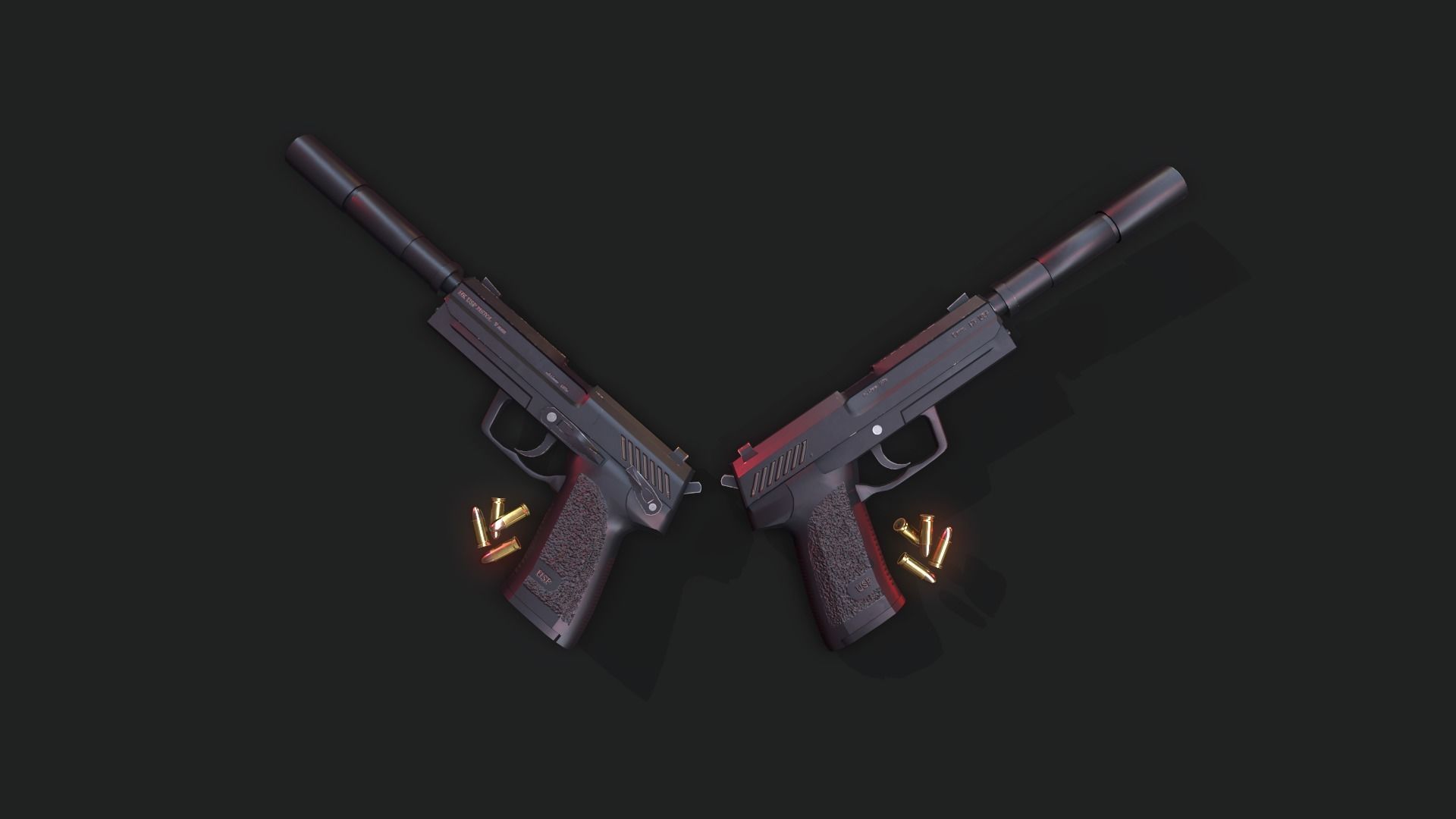 Handgun Fire Low-poly 3D model_7