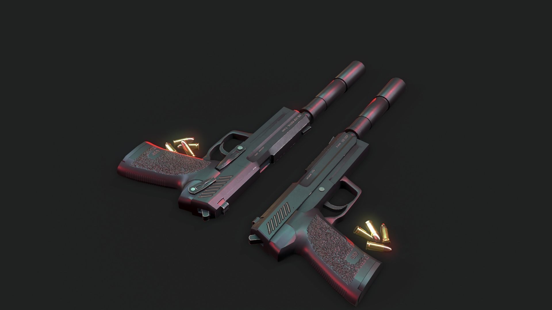 Handgun Fire Low-poly 3D model_10