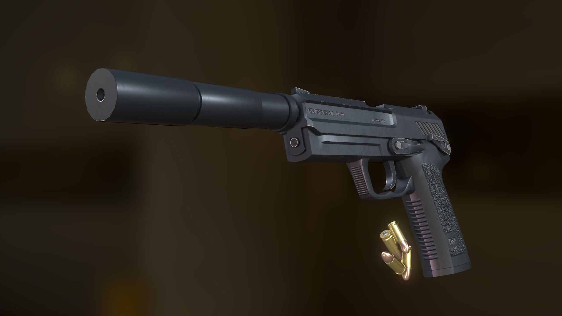 Handgun Fire Low-poly 3D model_5