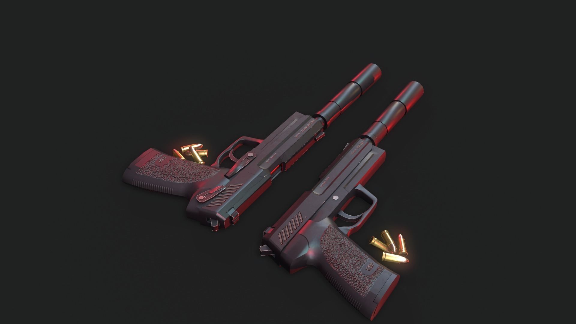 Handgun Fire Low-poly 3D model_9