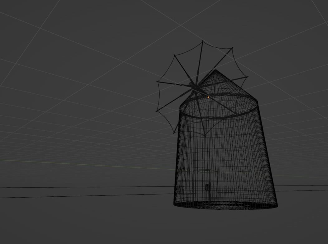 Greek Windmill  Low-poly 3D model_1