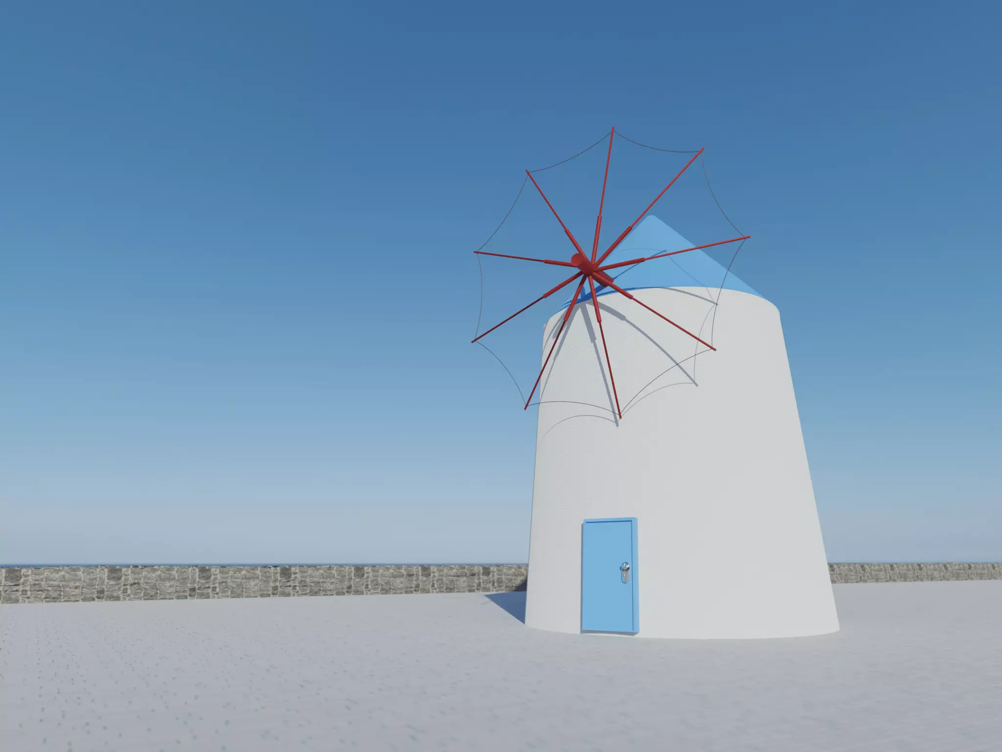 Greek Windmill  Low-poly 3D model_0