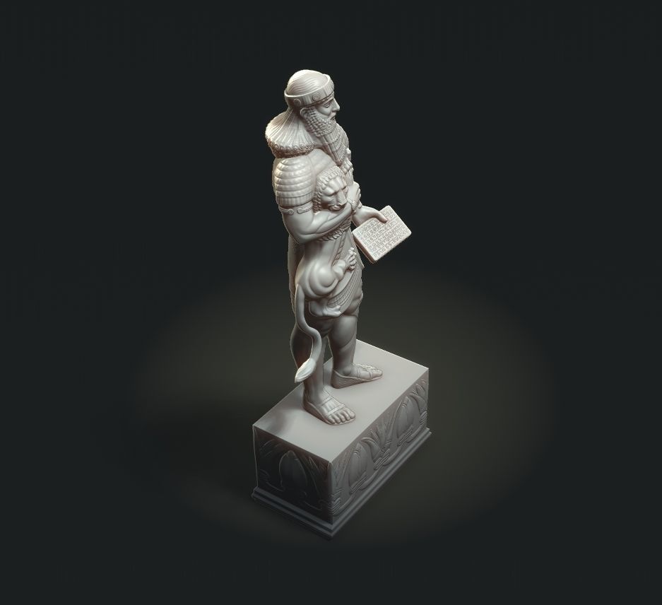 Ashurbanipal statue of person 3D print model_21