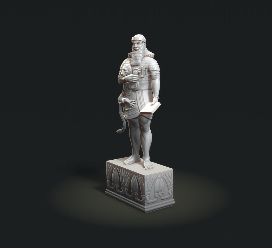 Ashurbanipal statue of person 3D print model_20