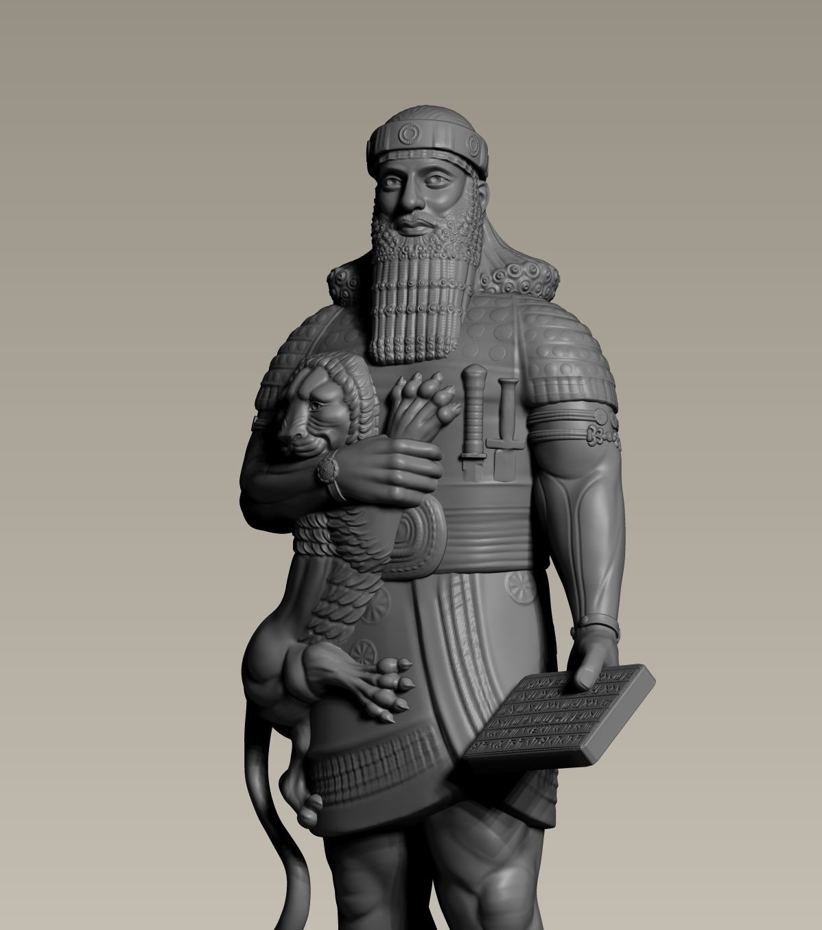 Ashurbanipal statue of person 3D print model_4