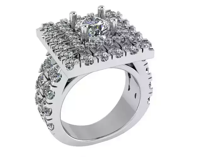 Square Double Halo Ring 1043