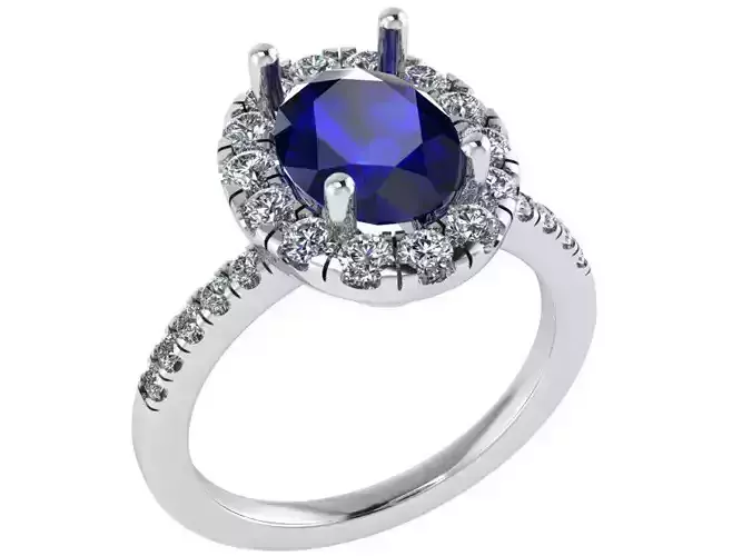Sapphire Oval Halo Ring 1044