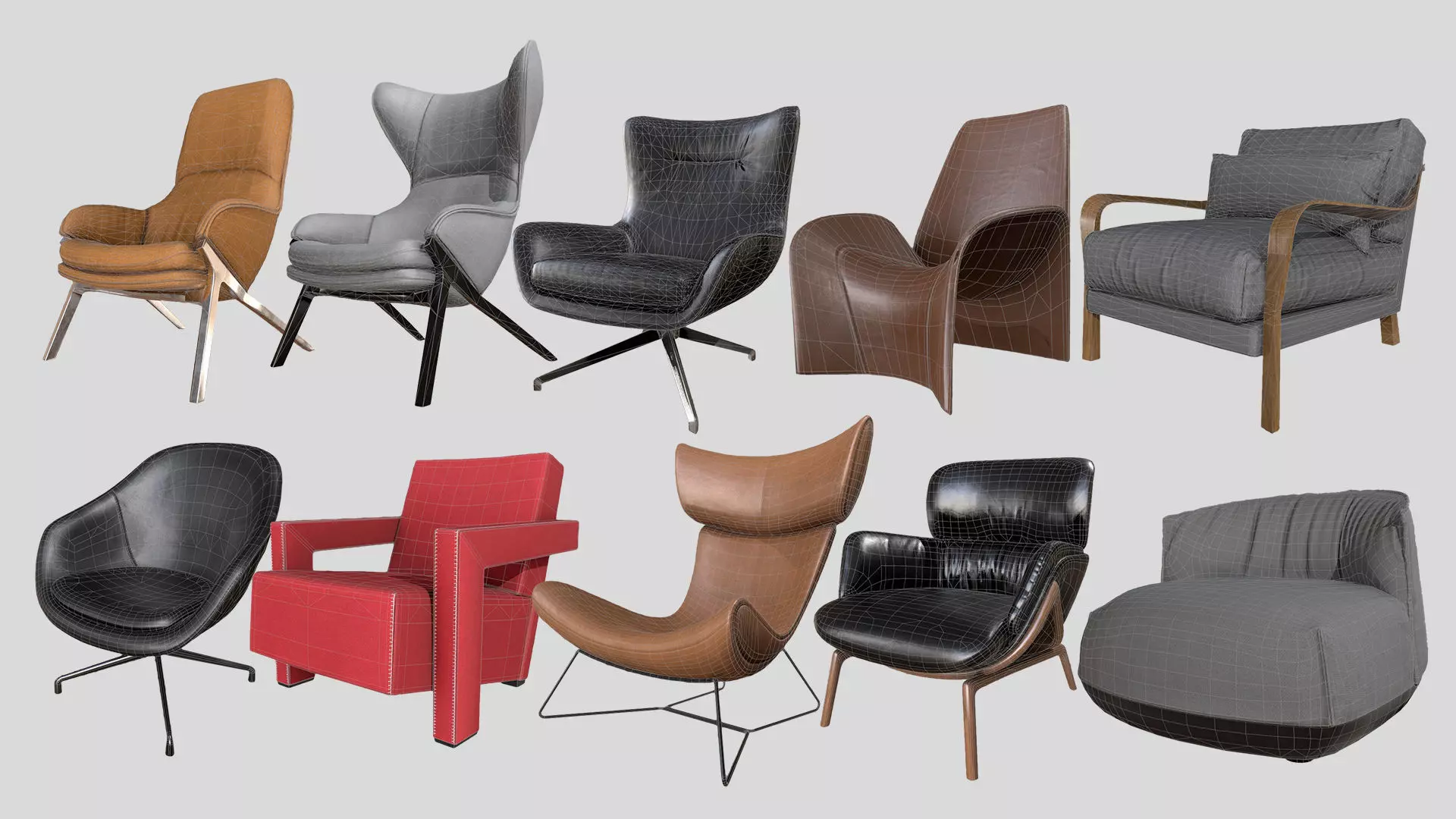 Collection of Armchairs PBR _0
