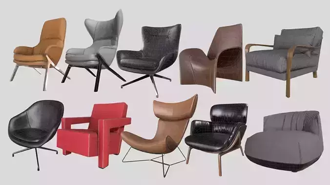 Collection of Armchairs PBR