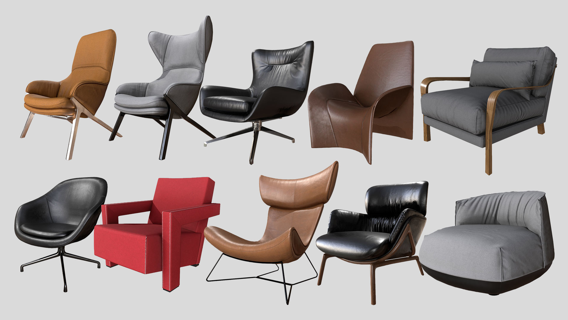 Collection of Armchairs PBR _1