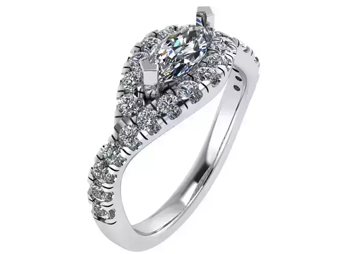 Marquise Halo Diamond Ring 1047