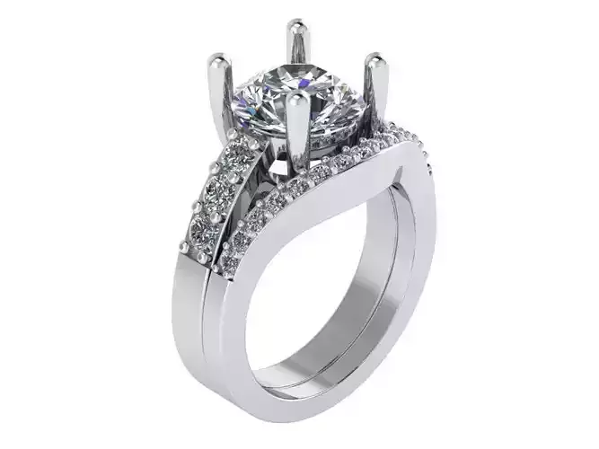 Round Diamond Ring With Shadow Band 1049 3D print model