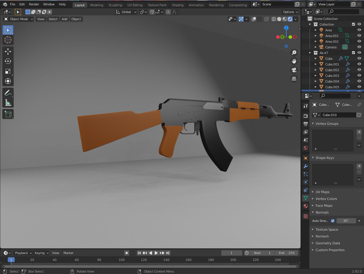 AK-47 rifle Low-poly 3D model_8