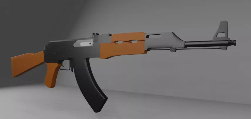 AK-47 rifle Low-poly 3D model_0