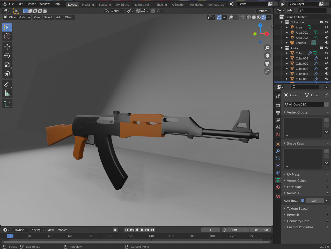 AK-47 rifle Low-poly 3D model_6