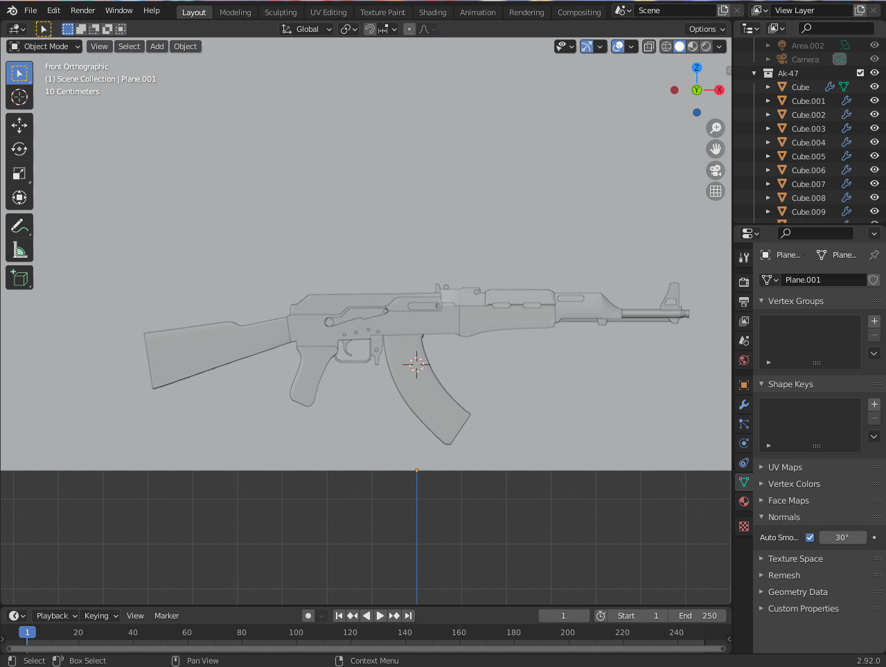 AK-47 rifle Low-poly 3D model_4