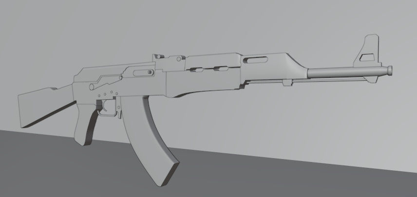 AK-47 rifle Low-poly 3D model_2