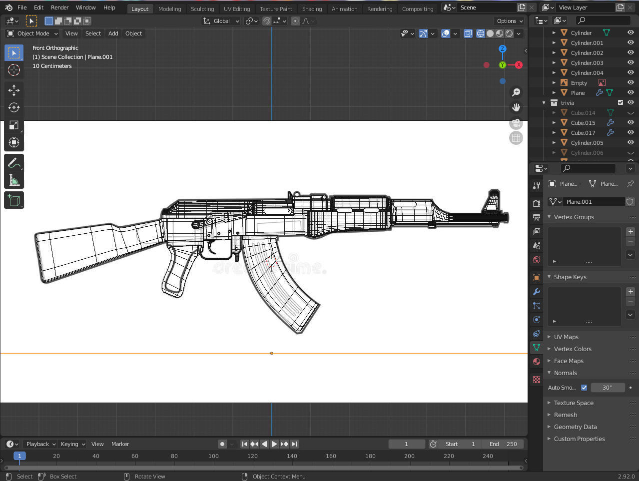 AK-47 rifle Low-poly 3D model_7