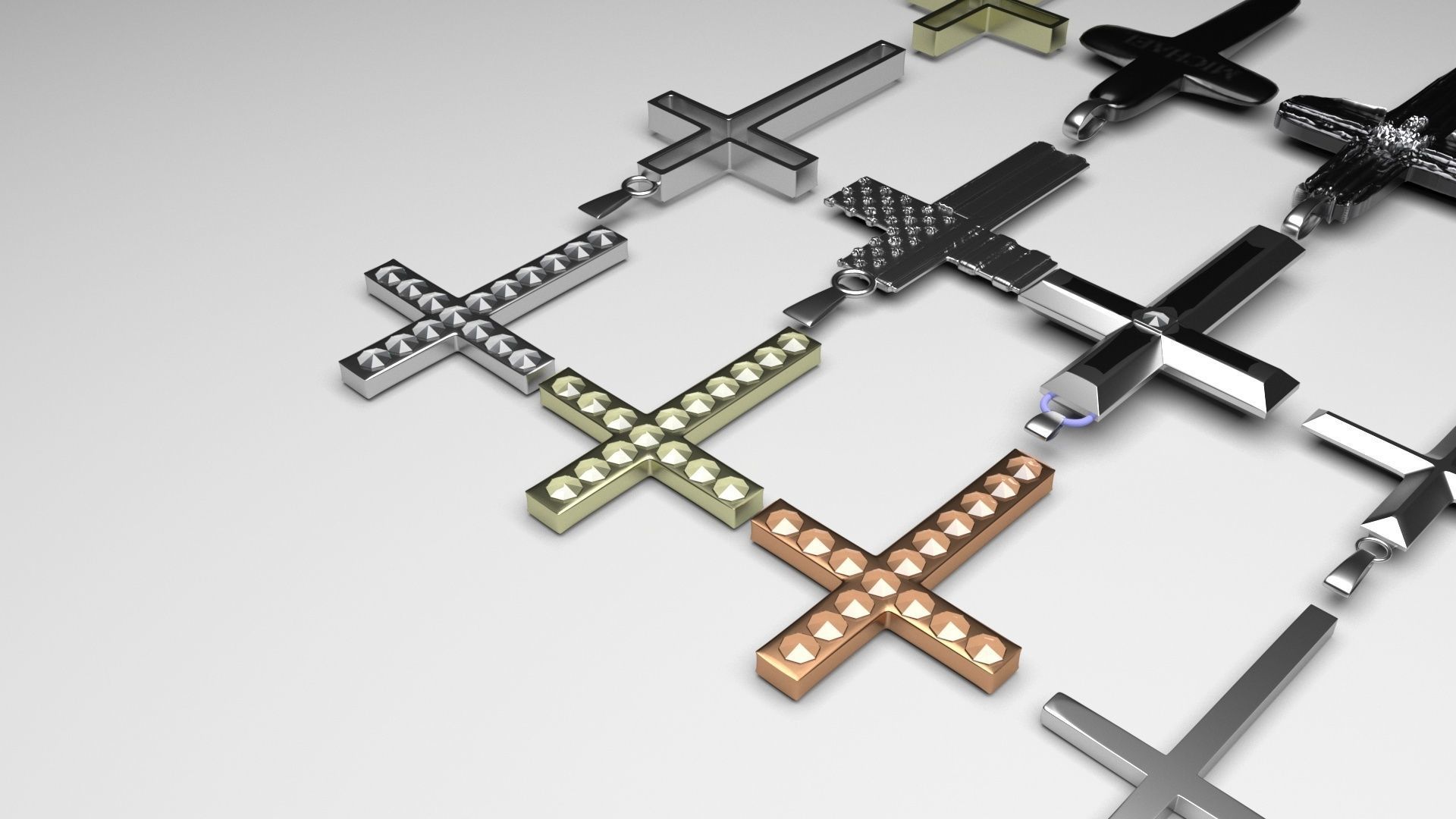 3D Print Ready Cross Pendants Set 3D print model_5