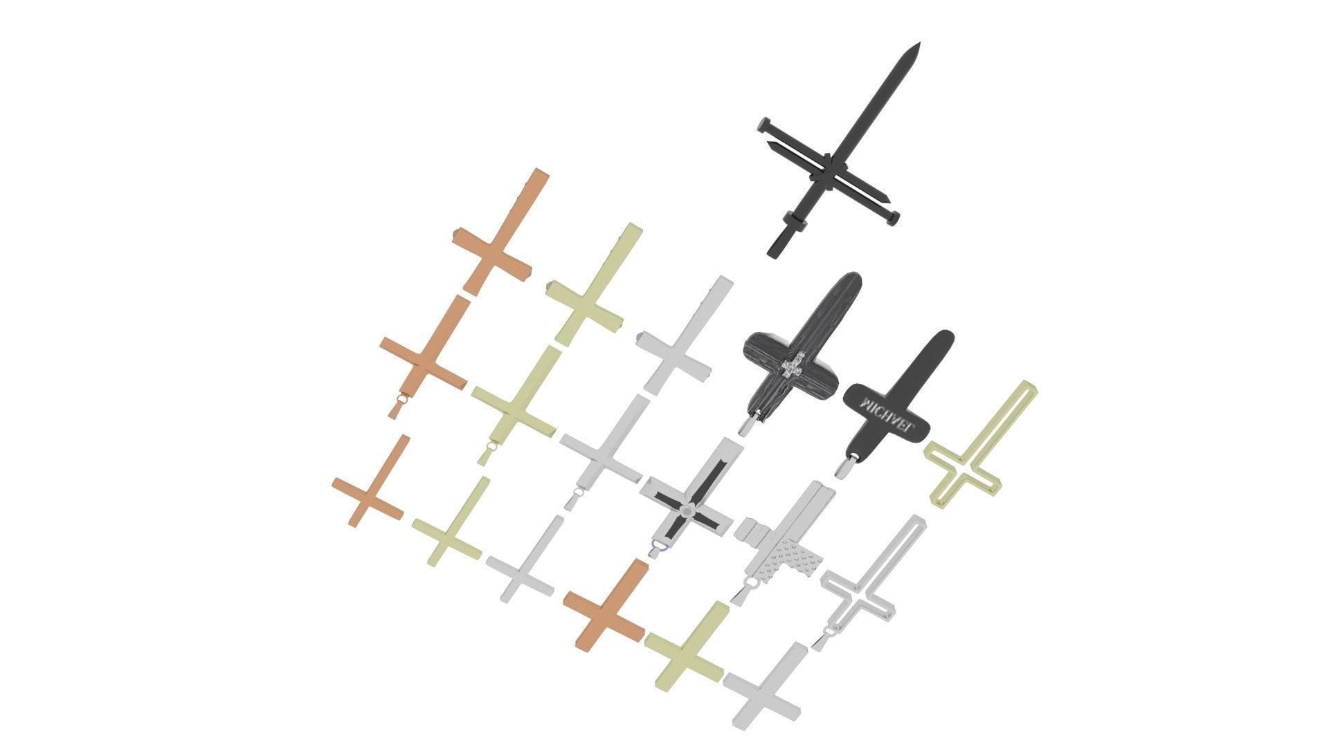 3D Print Ready Cross Pendants Set 3D print model_17